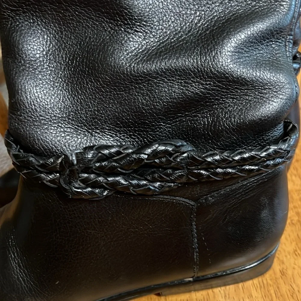 Black Brazilian Leather Women's Riding Boots 7.5